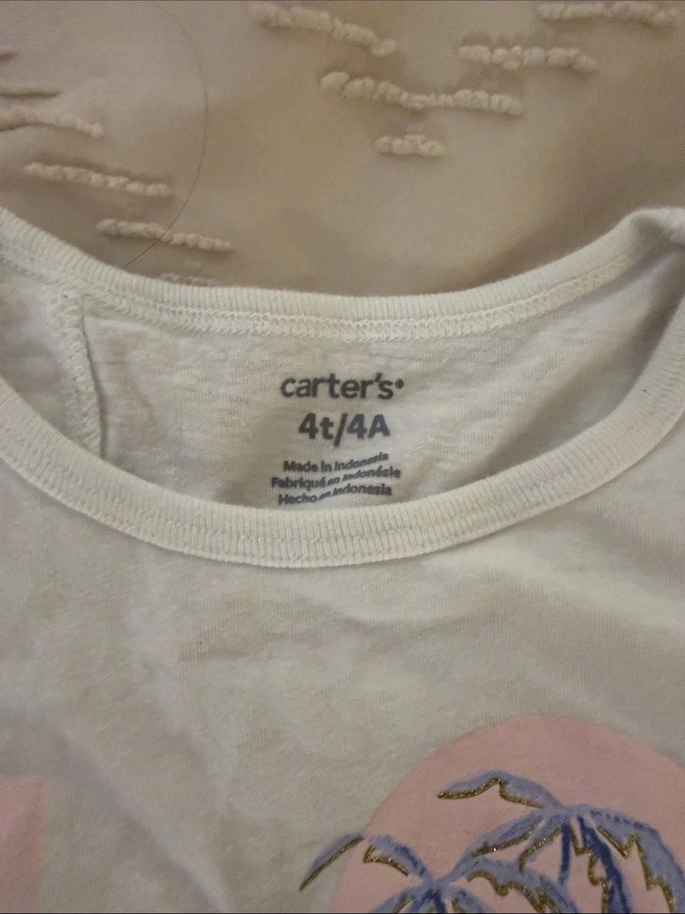 Carter's White Tank Top with Pink and Green Palm Graphic - Kids